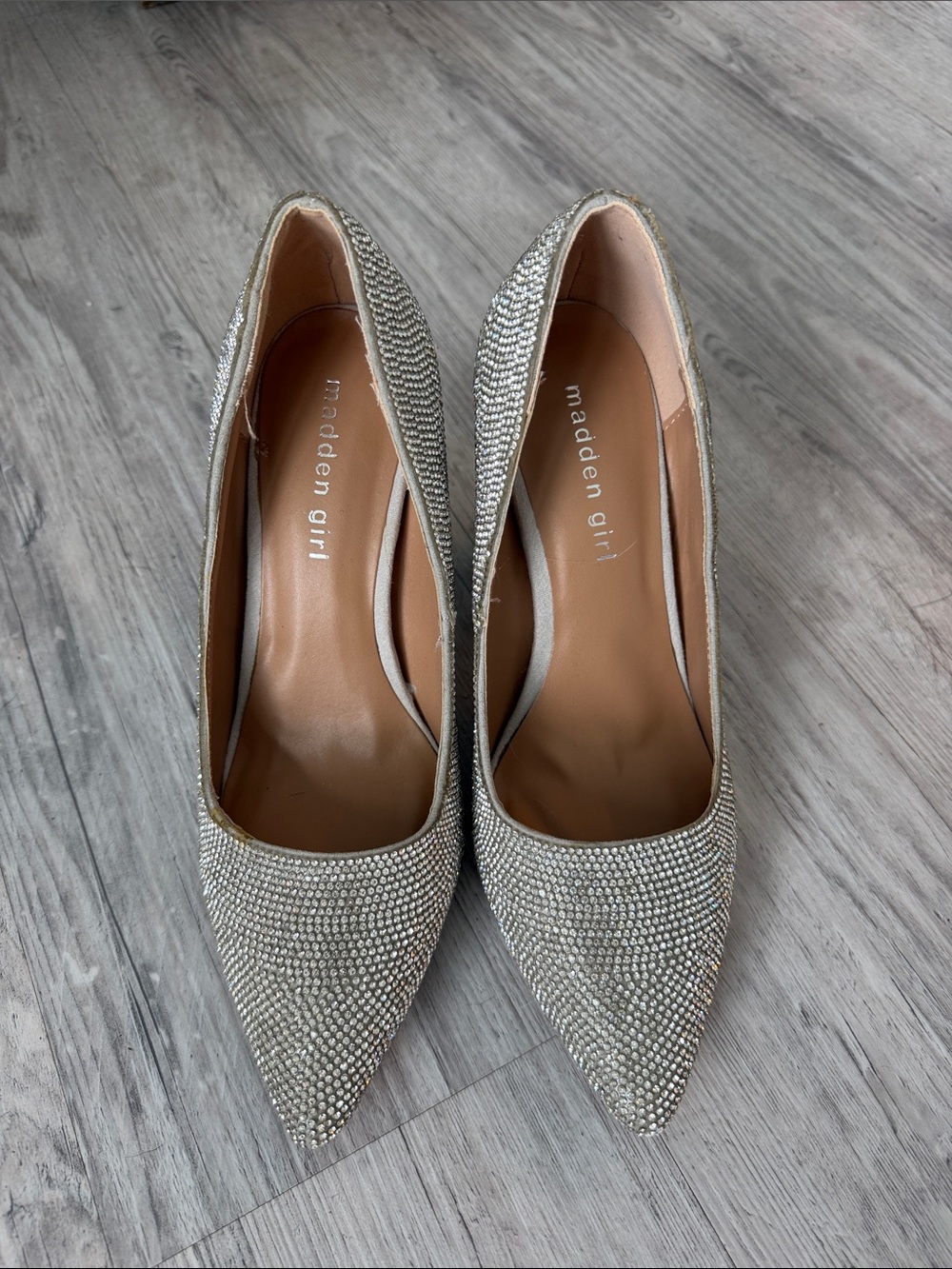 Madden Girl Sparkling Silver Rhinestone Pointed Pumps